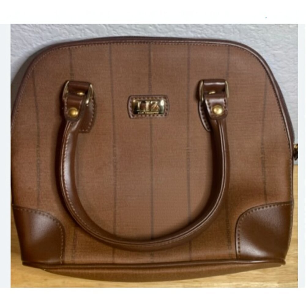 Vintage Liz Claiborne Double Handle Tote Zip Purse Handbag Casual Brown